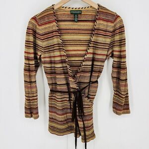 Ralph Lauren Women's Indian Beacon Blanket Western Wrap Cardigan Sweater M Linen
